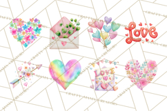 Watercolor Love Accents Clipart, Hearts, Envelopes Png Product Image 7