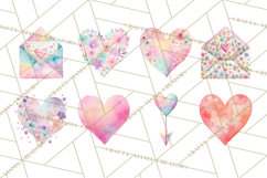 Watercolor Love Accents Clipart, Hearts, Envelopes Png Product Image 8