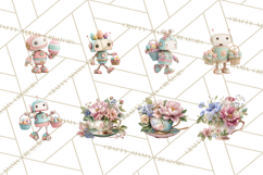 Easter Robot Clipart, Pastel Full-Body Robot Illustration Product Image 2