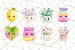 Anthropomorphic Spring Objects Clipart, Cute Kawaii Plants Product Image 4