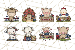 Patriotic Farm Animals Clipart, Whimsical Red White Blue Product Image 5