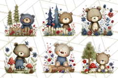 Patriotic Woodland Clipart, Whimsical Red White Blue Forest Product Image 7