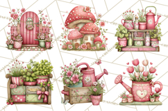 Cozy Cottage Garden Clipart, Pastel Flowers, Garden Tools Product Image 8