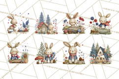 Patriotic Woodland Clipart, Whimsical Red White Blue Forest Product Image 2
