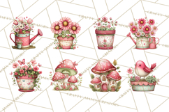 Cozy Cottage Garden Clipart, Pastel Flowers, Garden Tools Product Image 4