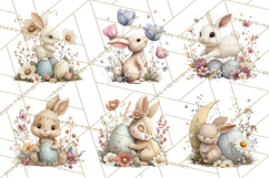 Easter Bunny Clipart PNG, Baby Bunnies in Pastel Garden Product Image 7