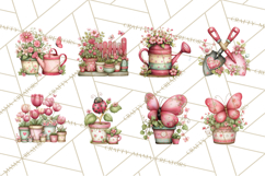 Cozy Cottage Garden Clipart, Pastel Flowers, Garden Tools Product Image 3