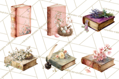 Spring Book Clipart, Vintage Books Watercolor, Floral Png Product Image 7
