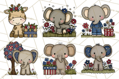 Patriotic Safari Animals Clipart, Whimsical Red White Blue Product Image 6