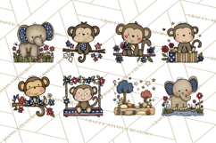 Patriotic Safari Animals Clipart, Whimsical Red White Blue Product Image 7