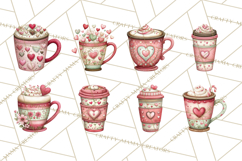Valentine Coffee Clipart PNG, Cozy Coffee Mugs, Cocoa Cups Product Image 4