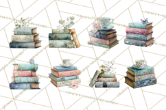 Spring Book Clipart, Vintage Books Watercolor, Floral Png Product Image 6