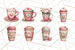 Valentine Coffee Clipart PNG, Cozy Coffee Mugs, Cocoa Cups Product Image 5