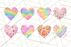 Watercolor Heart Clipart, Floral Hearts, Rainbow Hearts PNG Product Image 3