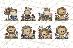 Patriotic Safari Animals Clipart, Whimsical Red White Blue Product Image 5