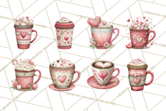Valentine Coffee Clipart PNG, Cozy Coffee Mugs, Cocoa Cups Product Image 6