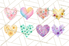 Watercolor Heart Clipart, Floral Hearts, Rainbow Hearts PNG Product Image 8