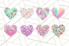 Watercolor Heart Clipart, Floral Hearts, Rainbow Hearts PNG Product Image 5