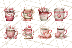 Valentine Coffee Clipart PNG, Cozy Coffee Mugs, Cocoa Cups Product Image 7