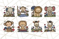 Patriotic Safari Animals Clipart, Whimsical Red White Blue Product Image 3