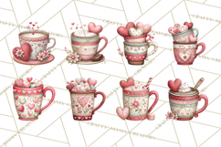 Valentine Coffee Clipart PNG, Cozy Coffee Mugs, Cocoa Cups Product Image 8