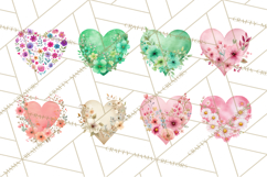 Watercolor Heart Clipart, Floral Hearts, Rainbow Hearts PNG Product Image 2
