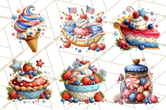 Patriotic Summer Treats Clipart, Red White Blue Whimsical Product Image 5