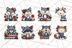 Patriotic Animals Clipart, Whimsical Red White Blue American Product Image 8