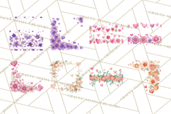 Watercolor Corner &amp; Border Clipart, Floral Frames, Heart Png Product Image 2