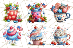 Patriotic Summer Treats Clipart, Red White Blue Whimsical Product Image 6