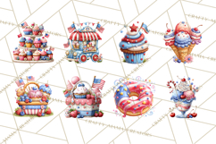 Patriotic Summer Treats Clipart, Red White Blue Whimsical Product Image 2
