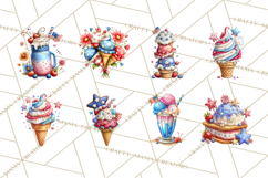 Patriotic Summer Treats Clipart, Red White Blue Whimsical Product Image 7