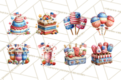 Patriotic Summer Treats Clipart, Red White Blue Whimsical Product Image 3