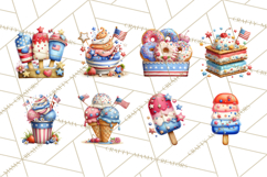 Patriotic Summer Treats Clipart, Red White Blue Whimsical Product Image 8
