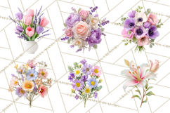 Soft Pastel Spring Floral Clipart, Pink Roses Tulips Png Product Image 3