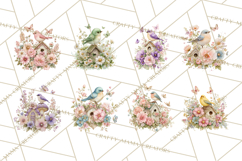 Easter Birds Clipart, Watercolor Birdhouse Illustrations Png Product Image 8