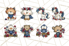 Patriotic Animals Clipart, Whimsical Red White Blue American Product Image 4