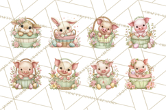 Easter Baby Animals in Baskets Clipart, Cute Lambs Png Product Image 7