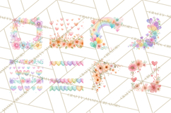 Watercolor Corner &amp; Border Clipart, Floral Frames, Heart Png Product Image 4