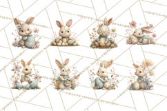 Easter Bunny Clipart PNG, Baby Bunnies in Pastel Garden Product Image 2