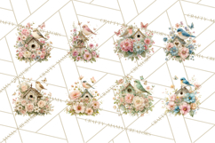 Easter Birds Clipart, Watercolor Birdhouse Illustrations Png Product Image 2