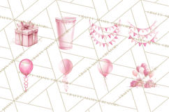 Pink Birthday Clipart, Vibrant Party Decorations PNG Product Image 2