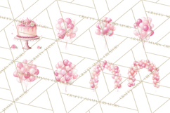 Pink Birthday Clipart, Vibrant Party Decorations PNG Product Image 3