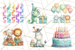 Safari Birthday Clipart PNG, Watercolor Safari Animals Product Image 8