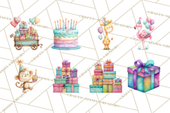 Safari Birthday Clipart PNG, Watercolor Safari Animals Product Image 4