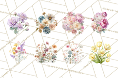 Soft Watercolor Floral Clipart, Spring Bouquets, Flowers PNG Product Image 3