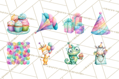 Safari Birthday Clipart PNG, Watercolor Safari Animals Product Image 6