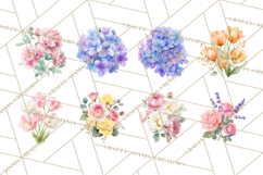 Soft Watercolor Floral Clipart, Spring Bouquets, Flowers PNG Product Image 5