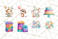 Safari Birthday Clipart PNG, Watercolor Safari Animals Product Image 5