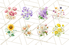 Soft Watercolor Floral Clipart, Spring Bouquets, Flowers PNG Product Image 2